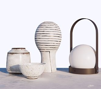 Modern ceramic ware pottery pot ornaments 3d model