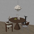 Ancient Quiet Dining Table and Chair Ornaments 3d model