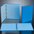 Blue Plastic Ring Binder Folders Open and Closed on Desktop 3d model