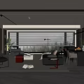 Modern Guest Restaurant Sofa Combination Coffee Table TV Background Wall Dining Table and Chair Wine Cabinet 3d model