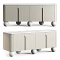 Elegant Modern Wooden Sideboard With Golden Spherical Legs And Marble Top