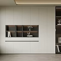Modern Bookcase Interior Design With Open Shelves Closed Cabinets And Decorative Vase