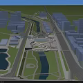 Modern Amusement Park Featuring Ferris Wheel Circular Plaza Green Spaces And Urban Architecture