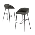 Contemporary Modern Leather Stools With Curved Backs And Sleek Metal Frames 3d model