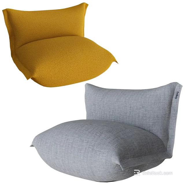 Bean Bag Chair in Yellow and Gray Comfortable Modern Stylish Design 3d model 