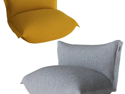 Bean Bag Chair in Yellow and Gray Comfortable Modern Stylish Design 3d model
