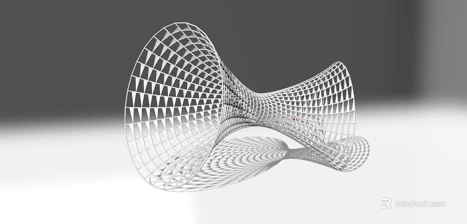 Modern Garden Ornament With Twisted Silver Mesh Structure And Geometric Design 3d model 