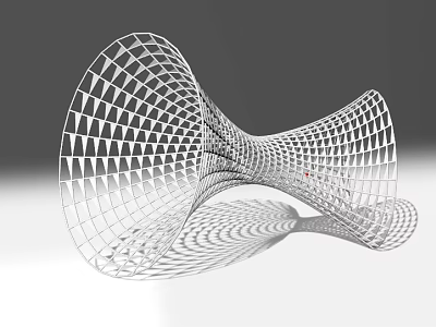 Modern Garden Ornament With Twisted Silver Mesh Structure And Geometric Design 3d model