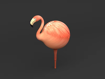 Inflatable Pink Flamingo Decorative Model With Standing Posture And Feather Details 3d model