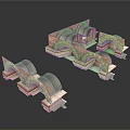 Historic Stone Arch Architectural Models Featuring Multiple Intricate Curved Structures
