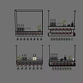 Modern Stylish Wine Cabinet with Bottles Glasses and Green Plants on Multi tiered Shelves