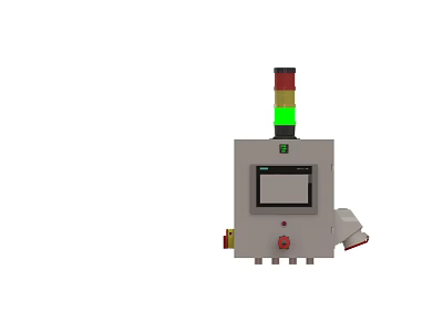 Modern Industrial Control Equipment With Control Panel Display Screen Tri Color Warning Light and Buttons 3d model