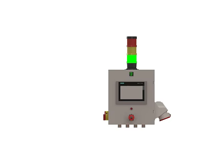 Modern Industrial Control Equipment With Control Panel Display Screen Tri Color Warning Light and Buttons 3d model