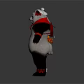 Two Stuffed Panda Dolls In Different Costumes With White Hat And Red Bow