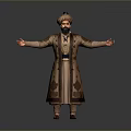 Man In Traditional Clothing With Turban Standing Arms Outstretched On Gray Background