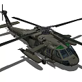Military Green Utility Helicopter With Rotor Blades And Cockpit Equipment
