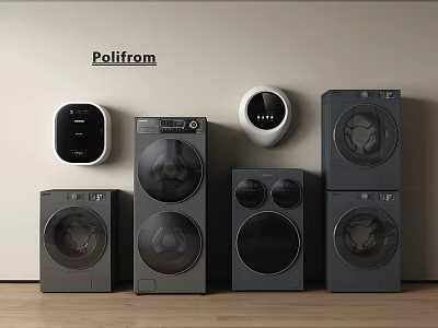 Polifrom Washing Machines Display Featuring Various Models And Sleek Modern Design 3d model