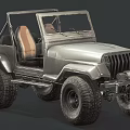 Vintage Military Green Jeep Model With Open Top And Beige Seats