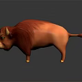 Vibrant 3D Cartoon Bull Character With Red Fur Yellow Horns And Green Eyes