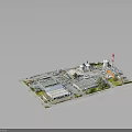 Modern Industrial Facility Model Featuring Buildings Storage Tanks And Vehicles 3d model