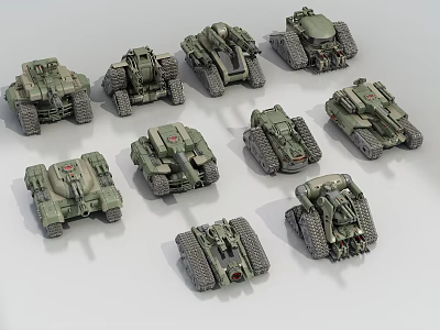 Green Military Tank Models With Diverse Designs 3d model