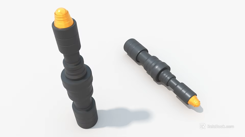 Industrial Equipment Mechanical Components With Black Cylindrical Structure And Yellow Tips 3d model 
