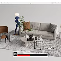 Quiet Sofa Tea Table Combination Sofa Coffee Table 3d model
