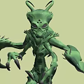 Green Alien Like Fantasy Creature Game Movie Character With Antennae And Claws