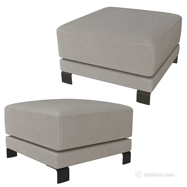 Gray Upholstered Stools with Black Legs Modern Design and Comfortable Seating 3d model 