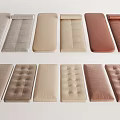 Various Colored Sofa Cushions Collection With Different Textures And Velvet Fabric