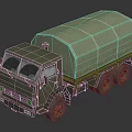Military Green Heavy Duty Cargo Truck With Canvas Covered Cargo Bed