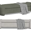 Modern Green and Beige Sofa Bench with Plaid Blanket and Sleek Design