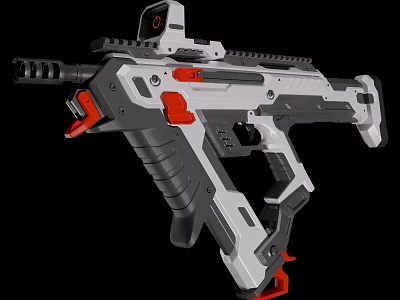 Futuristic Tactical Rifle With White Gray Red Color Scheme Scope Rail Grip And Modern Design 3d model