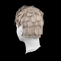Realistic Human Head Model With Light Brown Curly Hair And Facial Features