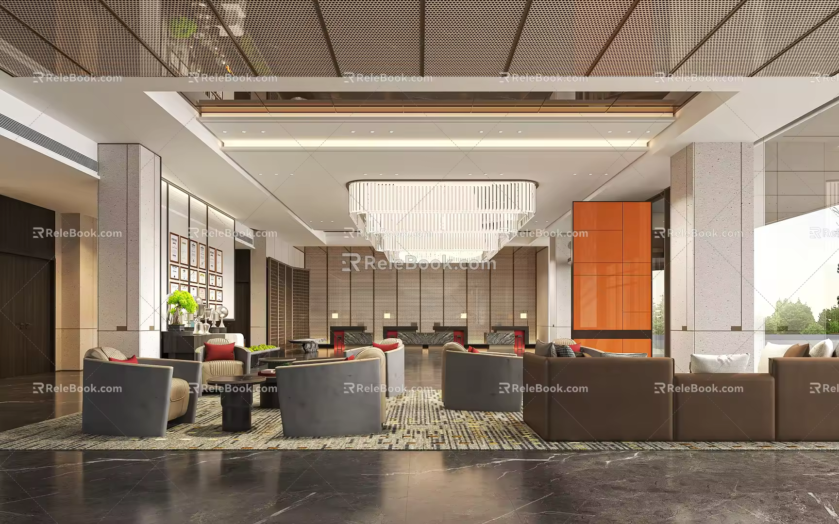 Hotel Reception Lobby 3d model