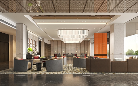 Hotel Reception Lobby 3d model