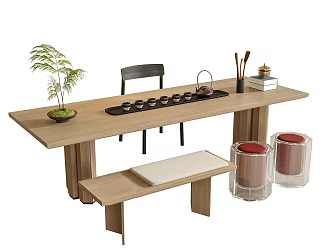 Tea Table and Chair Combination Stool Tea Table Tea Set 3d model