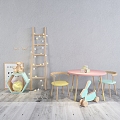 Modern children's table and chair combination ladder children's toys 3d model