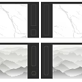 Modern Background Wall With Black Frames And Marble Mountain Landscape Design 3d model