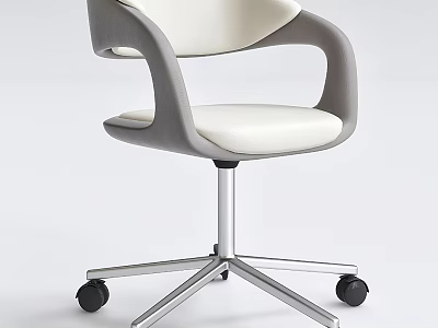 Modern Office Chair with Grey and White Design Armrest Metal Base and Black Wheels 3d model