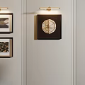 Abstract Painting On Light Paneled Wall With Brass Wall Sconces And Modern Interior Decor
