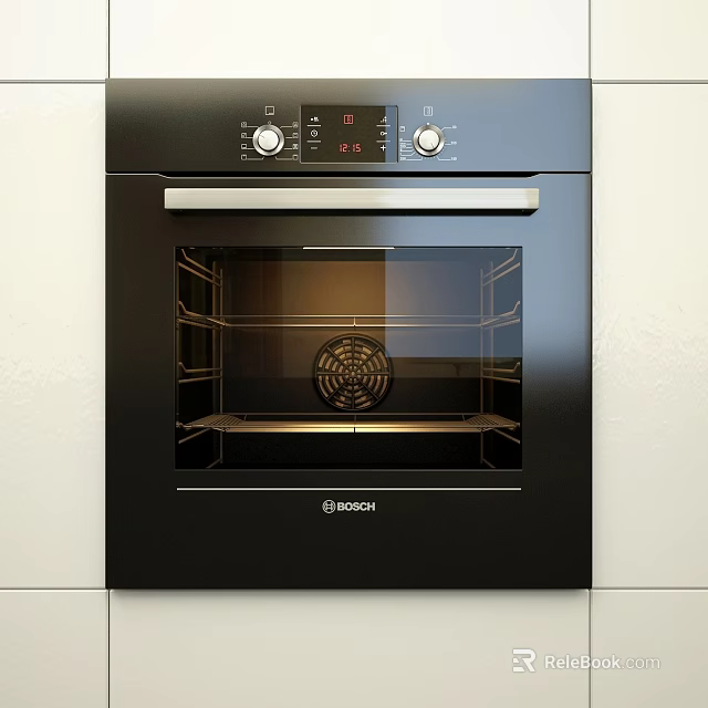 BOSCH Black Built in Oven With Control Panel And Interior Racks 3d model 