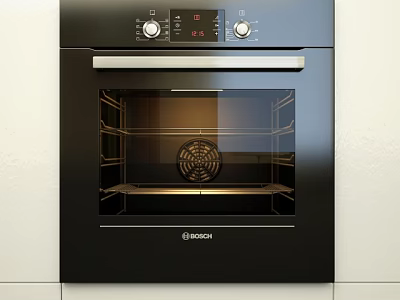 BOSCH Black Built in Oven With Control Panel And Interior Racks 3d model