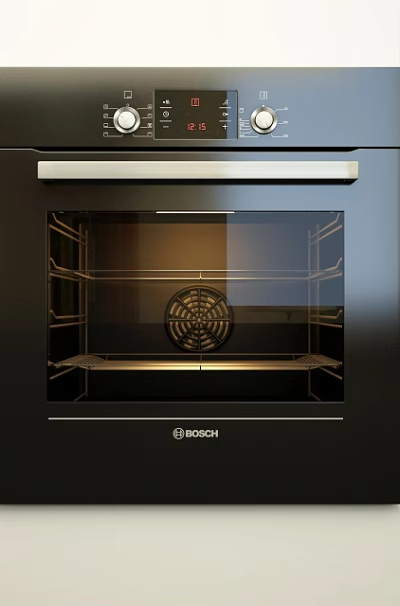 BOSCH Black Built in Oven With Control Panel And Interior Racks 3d model