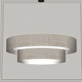 Modern Two Tier Circular Chandelier With Beige Fabric Shade And Soft Lighting