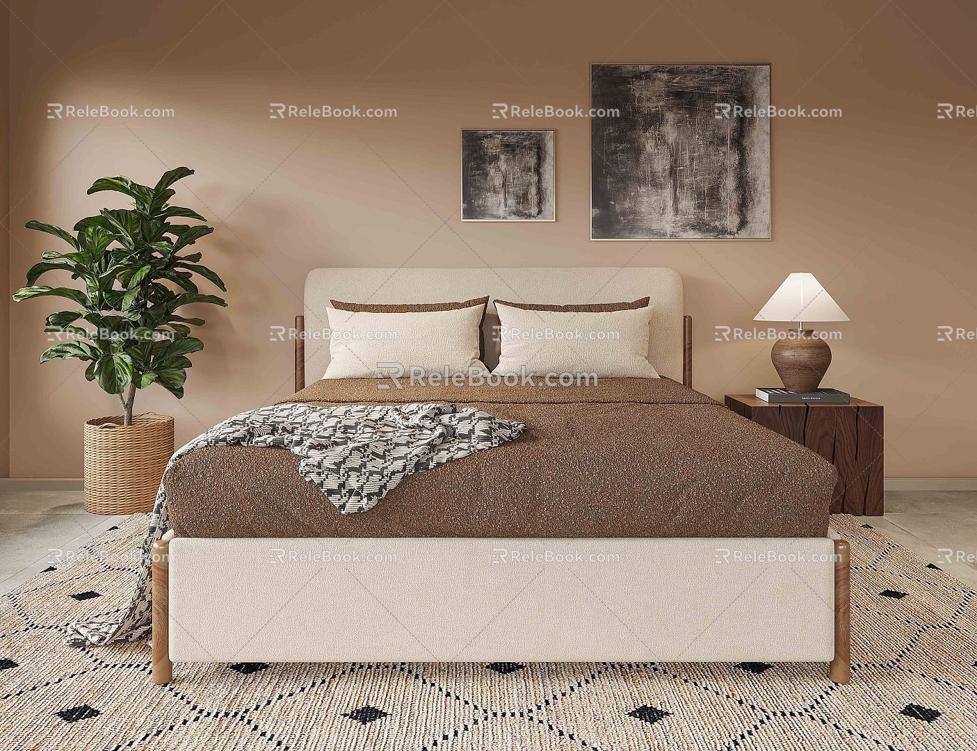 Modern Double Bed 3d model