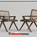 Modern Style Dining Chairs With Wooden Frame Rattan Backrest And Armrest Design