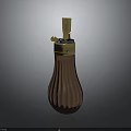 Decorative Brown Ribbed Bottle With Golden Top And Vertical Stripes Design