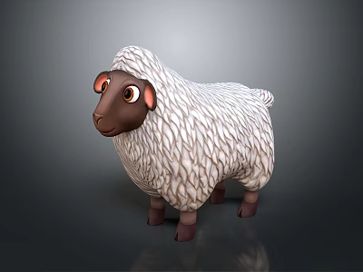 Cute Cartoon Sheep With White Wool And Brown Face 3d model