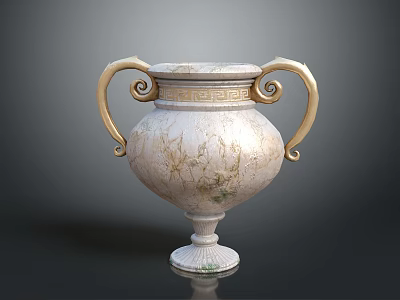 Elegant White Decorative Furniture With Golden Scroll Handles And Intricate Carvings 3d model